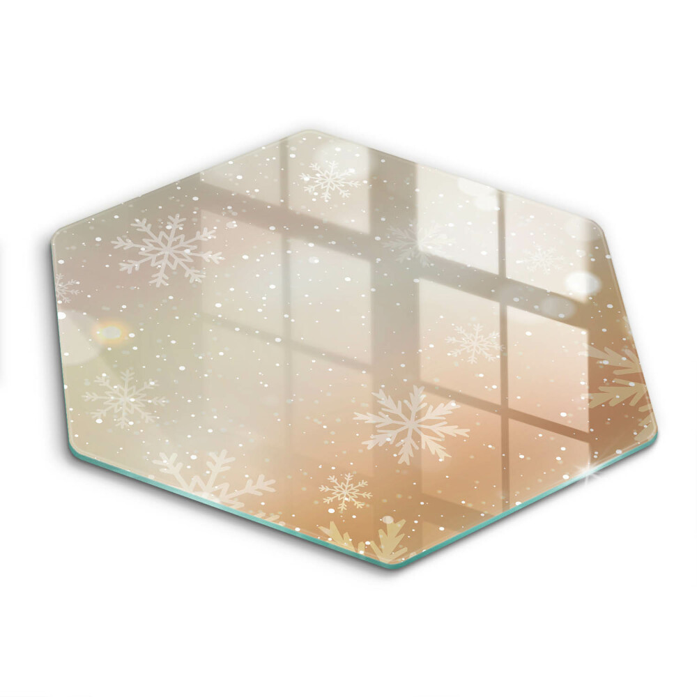 Üveg vágódeszka fényképpel hatszögletű Hópelyhek