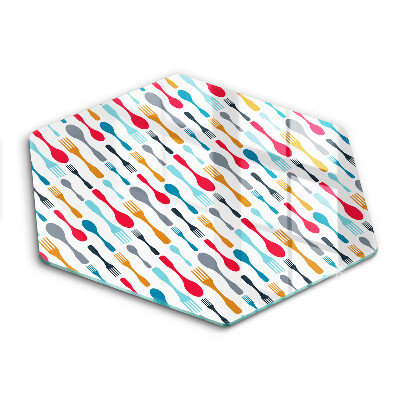 Üveg vágódeszka fényképpel hatszögletű Illusztráció egy kanál