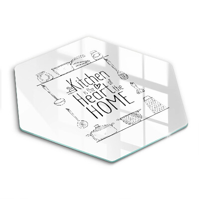 Edzett üveg vágódeszka hatszögletű Felirat, mondat