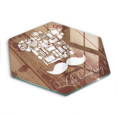 Üveg vágódeszka fényképpel hatszögletű Felirat Szeretek főzni