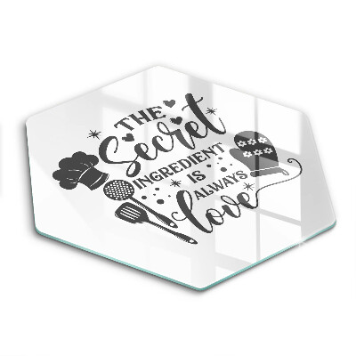 Edzett üveg vágódeszka hatszögletű Felirat, mondat