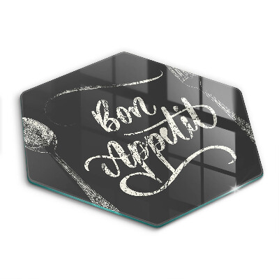 Üveg vágódeszka hatszögletű Bon Appetit felirat