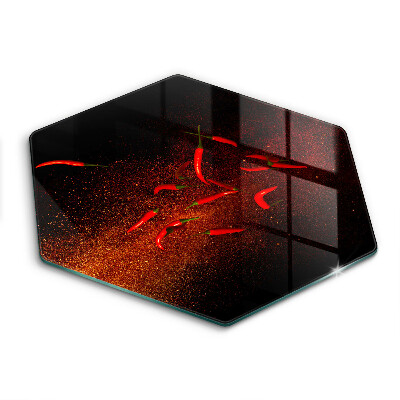 Üveg vágódeszka fényképpel hatszögletű Fűszeres chili paprika