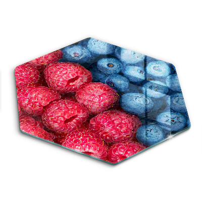 Üveg vágódeszka hatszögletű Málna és áfonya gyümölcs