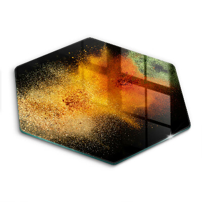 Edzett üveg vágódeszka hatszögletű Színes fűszerek
