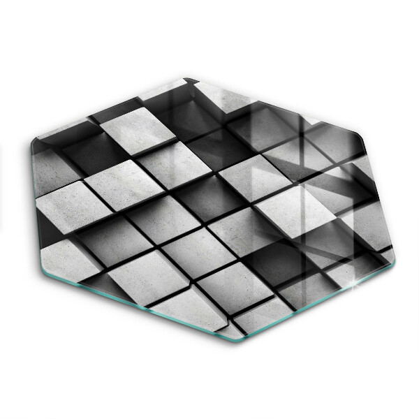 Edzett üveg vágódeszka hatszögletű Absztrakt 3D négyzetek
