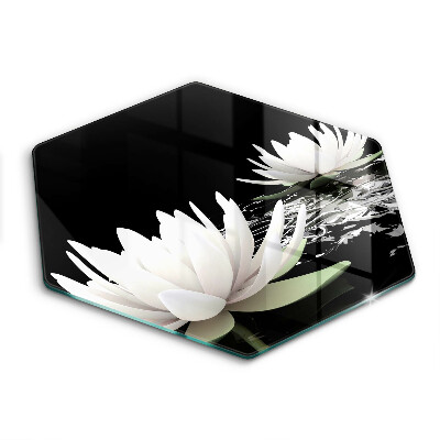 Üveg vágódeszka hatszögletű Fehér liliom a vízben