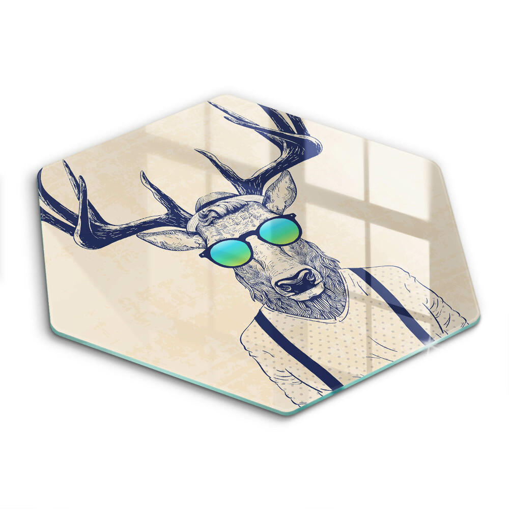 Üveg vágódeszka fényképpel hatszögletű Illusztráció férfi szarvas