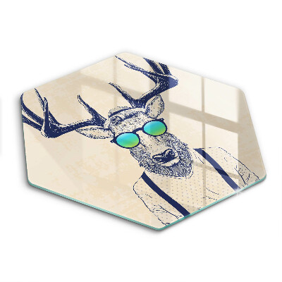 Üveg vágódeszka fényképpel hatszögletű Illusztráció férfi szarvas