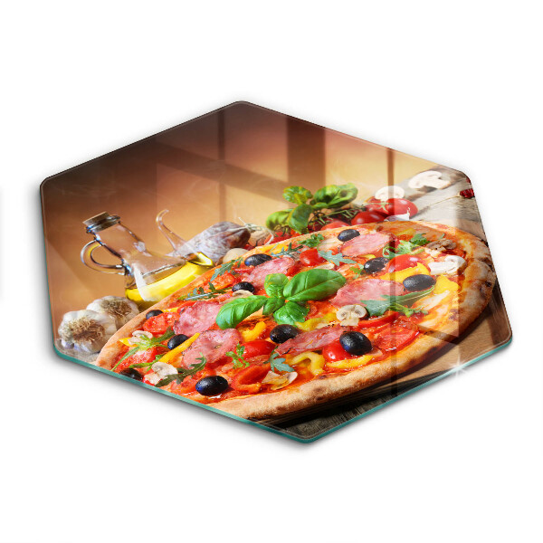 Edzett üveg vágódeszka hatszögletű Olasz pizza