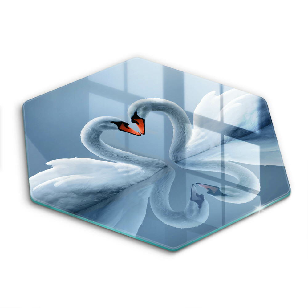 Edzett üveg vágódeszka hatszögletű Két hattyú szíve