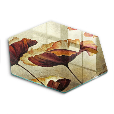 Edzett üveg vágódeszka hatszögletű Festett boho virágok