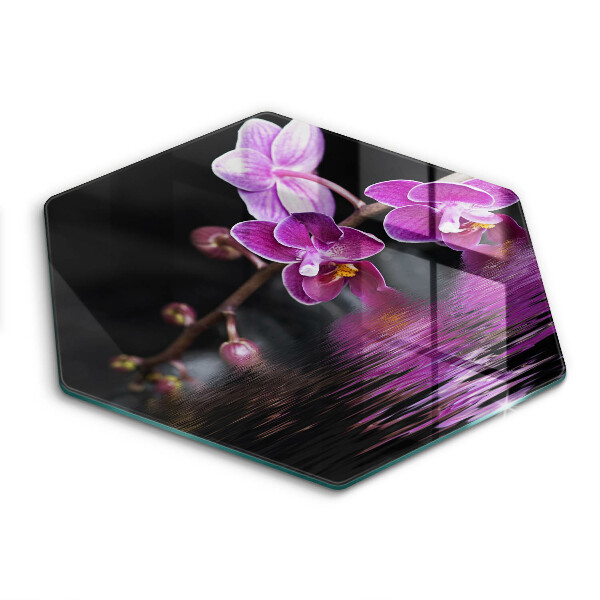 Edzett üveg vágódeszka hatszögletű Orchidea víz zen
