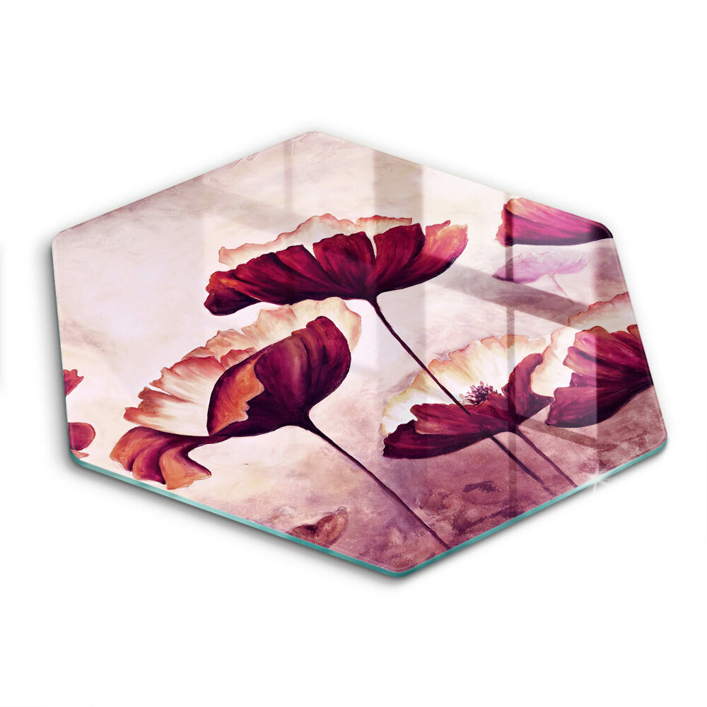 Üveg vágódeszka hatszögletű Virág festmény
