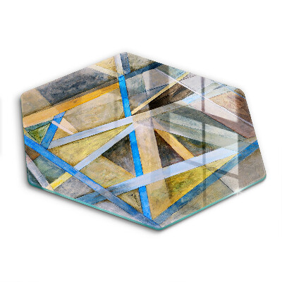 Üveg vágódeszka fényképpel hatszögletű Festett vonalak Absztrakció