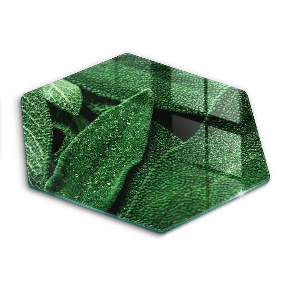 Edzett üveg vágódeszka hatszögletű Növényi levelek