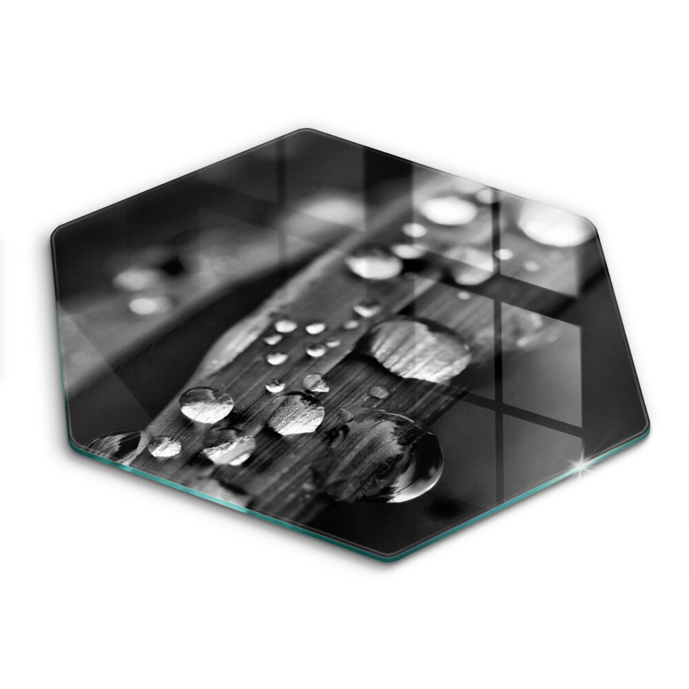 Üveg vágódeszka hatszögletű Harmatcseppek a leveleken