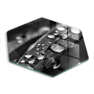 Üveg vágódeszka hatszögletű Harmatcseppek a leveleken