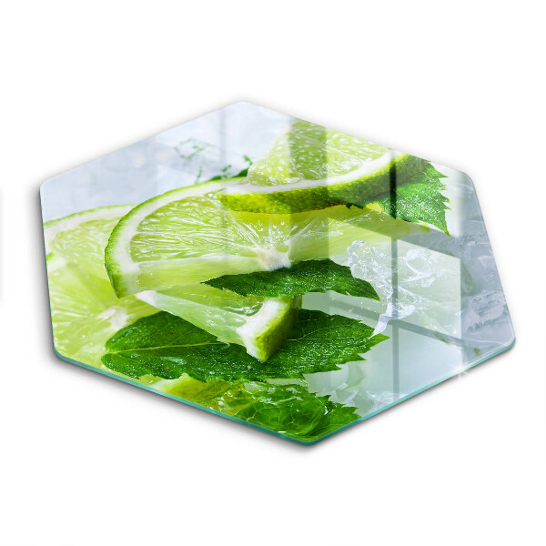 Edzett üveg vágódeszka hatszögletű Lime menta és jég