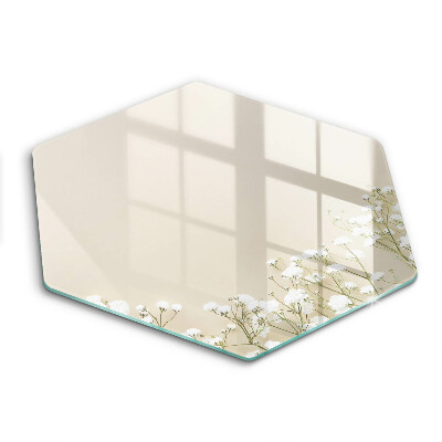 Üveg vágódeszka hatszögletű Gypsophila boho virágok