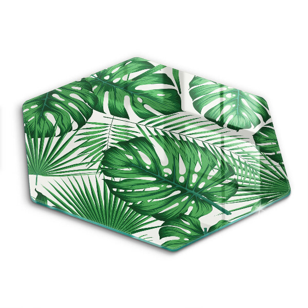 Üveg vágódeszka fényképpel hatszögletű Monstera levelek