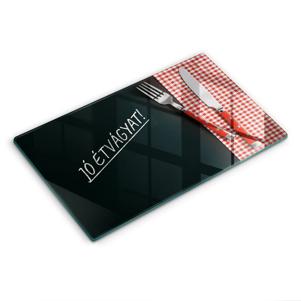 Üveg vágódeszka Jó étvágyat!