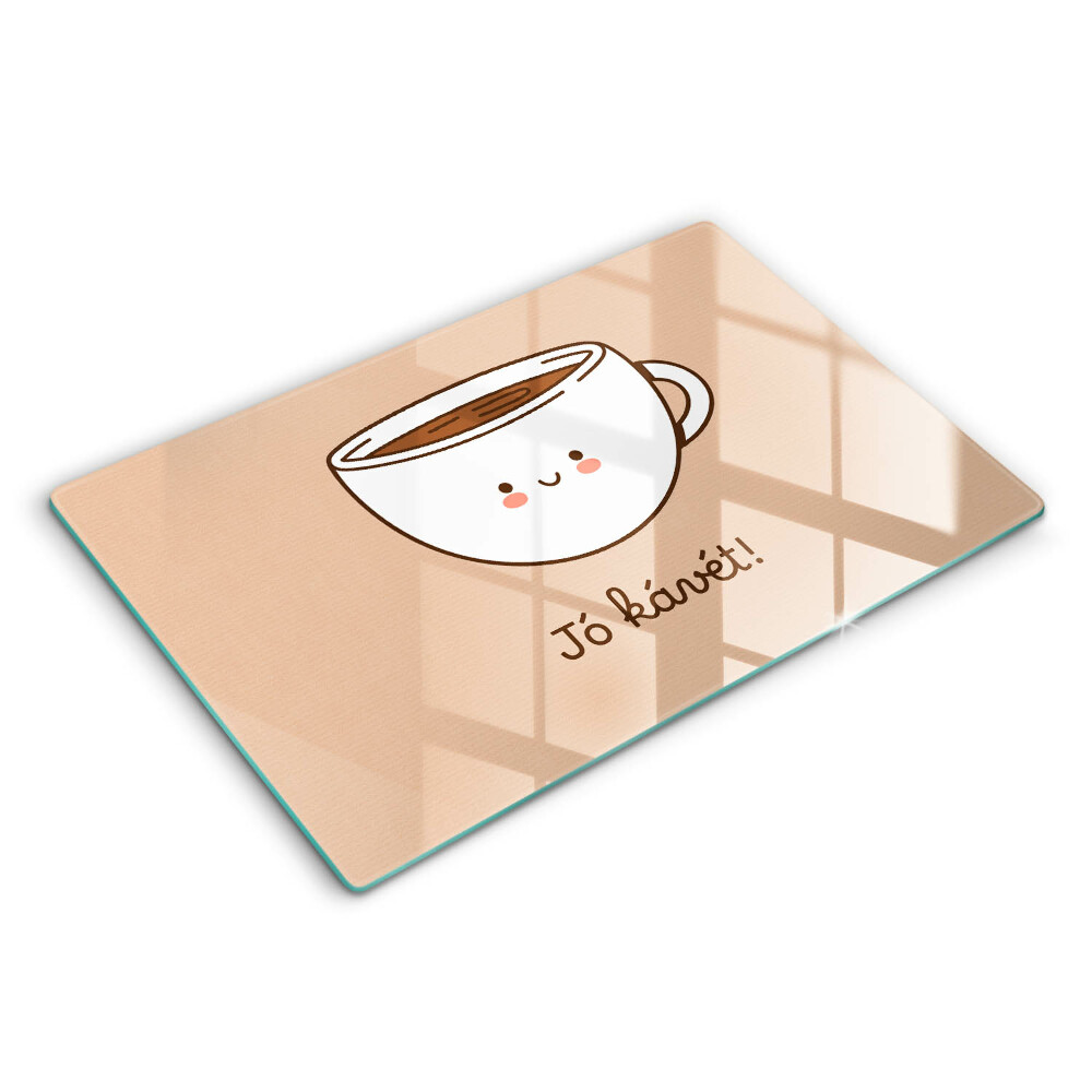 Edzett üveg vágódeszka Motívum: Jó étvágyat a kávéhoz!