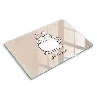 Edzett üveg vágódeszka Motívum: Jó étvágyat a kávéhoz!