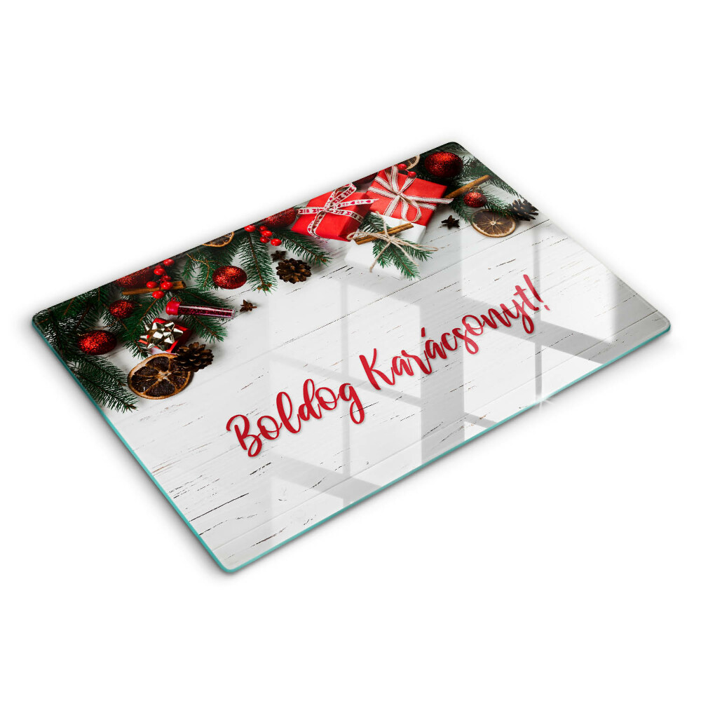 Edzett üveg vágódeszka Kellemes ünnepeket!