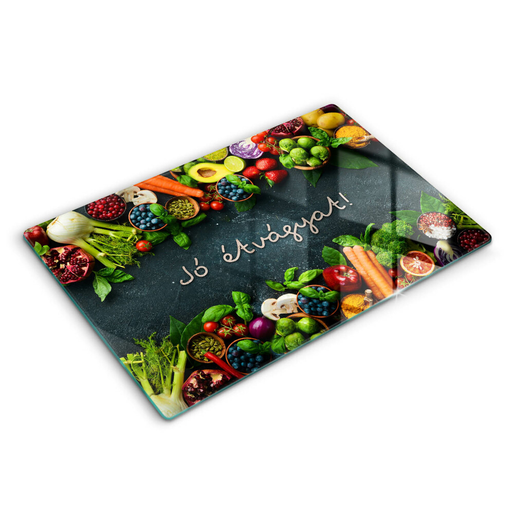Edzett üveg vágódeszka Gyümölcs és zöldség, Jó étvágyat!
