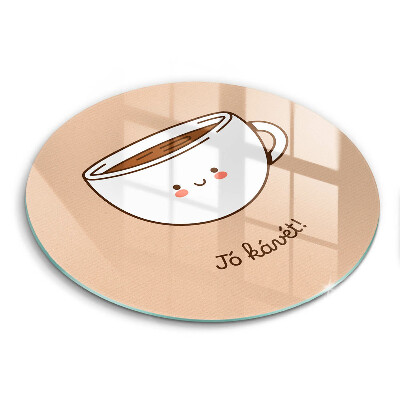 Kerek üveg vágódeszka Motívum: Jó étvágyat a kávéhoz!