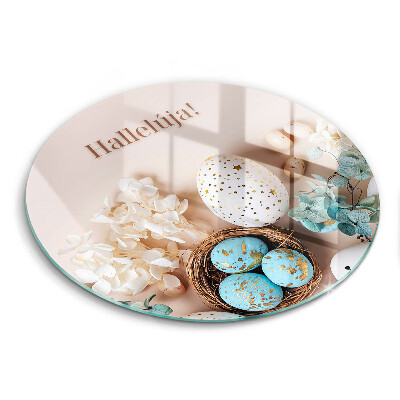 Kerek üveg vágódeszka Kellemes ünnepeket Alleluja!