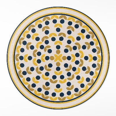 Kerek műanyag szőnyeg Kis virágok és levelek szabályos minta