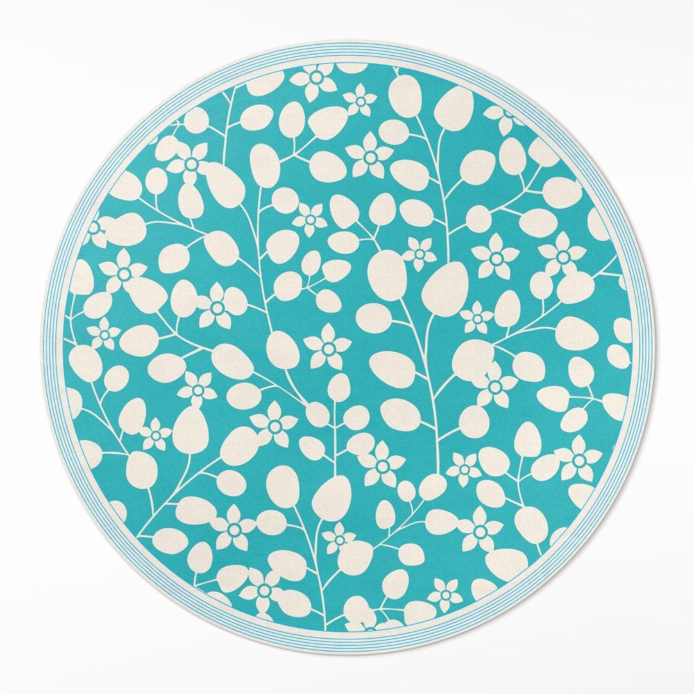 Kerek vinil szőnyeg Vadvirágok és levelek összetétele