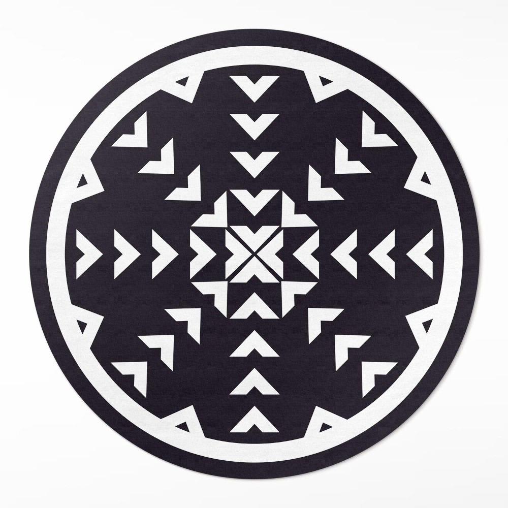 Kerek pvc szőnyeg Fehér nyilak mintája sötét háttéren