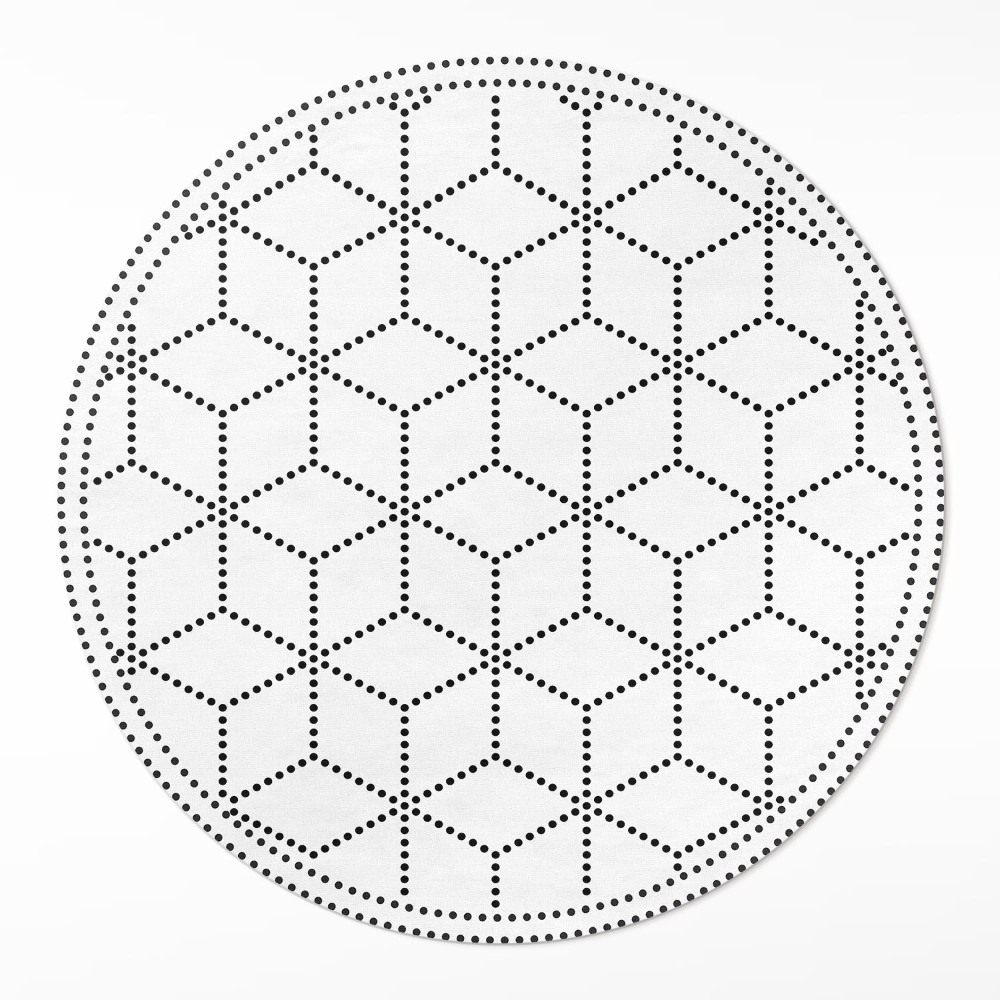 Kerek vinil szőnyeg 3D kockák modern pontok