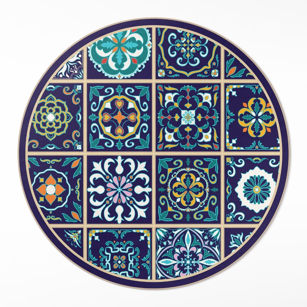 Kerek pvc szőnyeg Sötét elegáns csempe