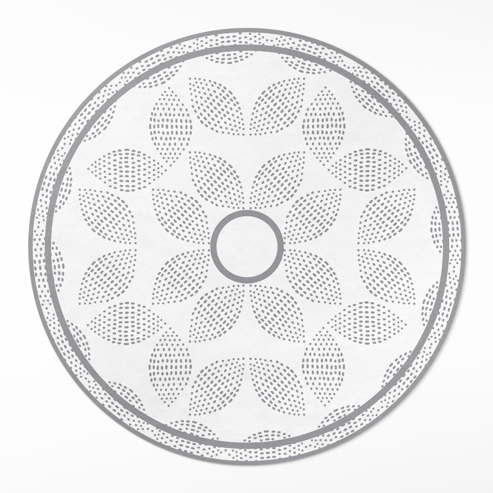 Kerek műanyag szőnyeg Sötét levelek kompozíciója pontokkal