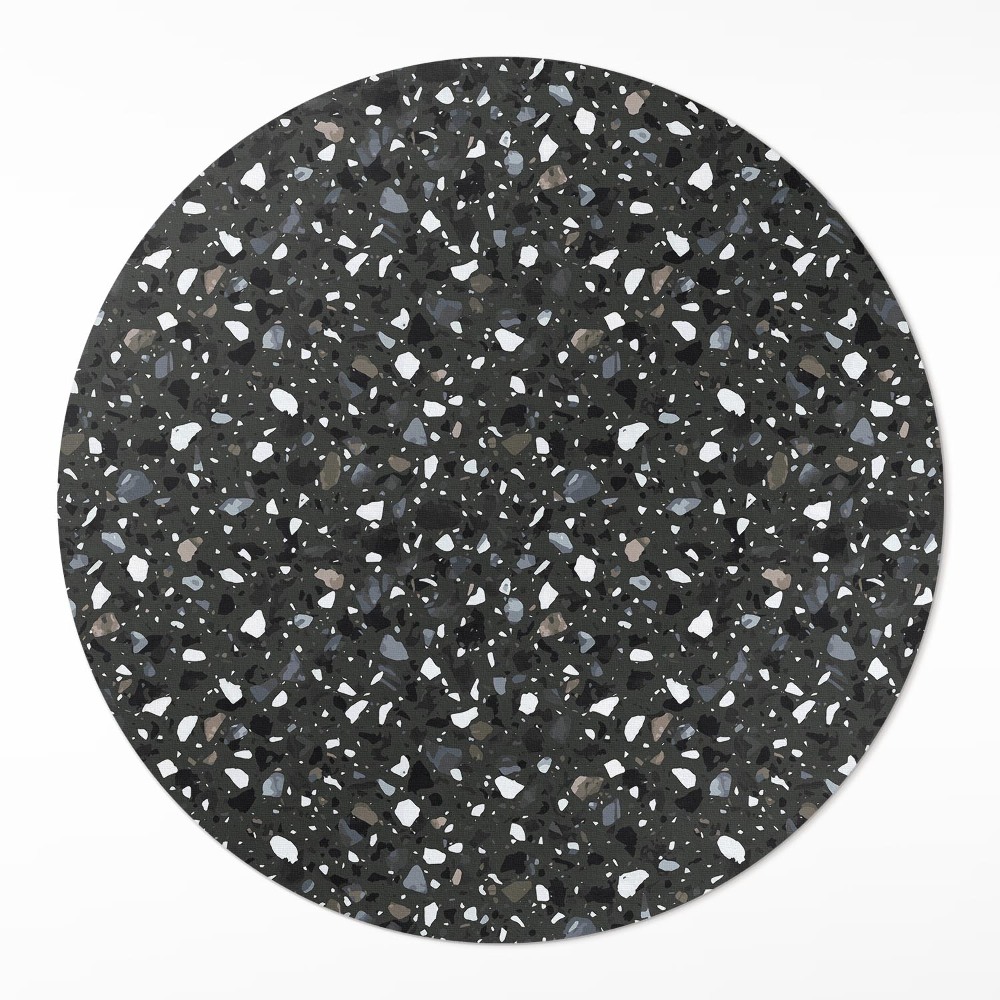 Kerek vinil szőnyeg Sötét kőből készült kőedények