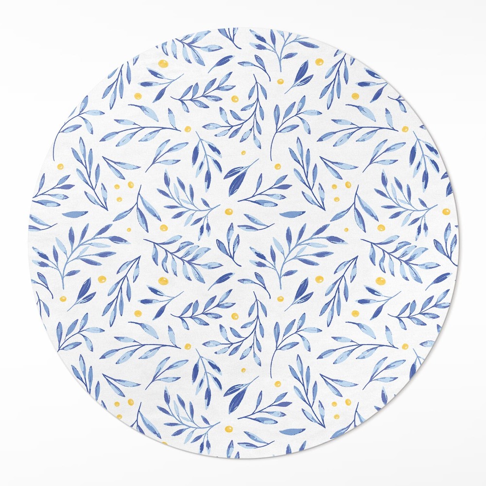 Kerek műanyag szőnyeg Akvarell ágacskák levelek pöttyök boho