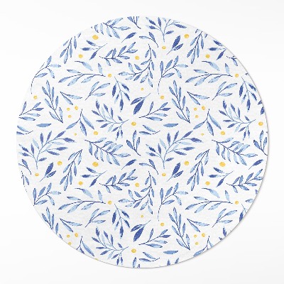 Kerek műanyag szőnyeg Akvarell ágacskák levelek pöttyök boho