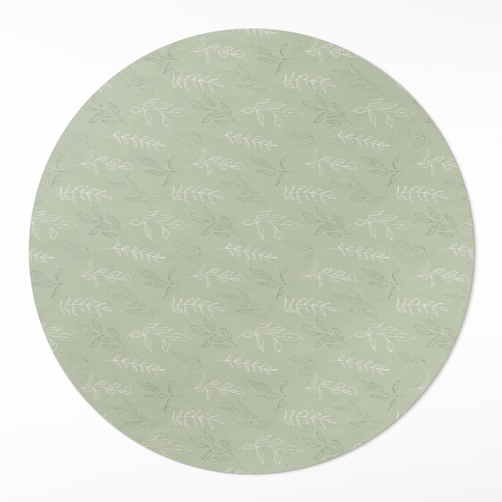 Kerek vinil szőnyeg Finom levelekből álló ágak boho stílusban