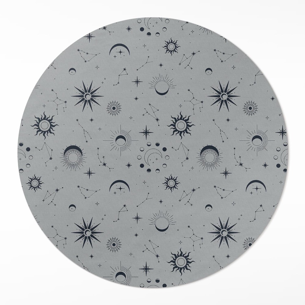 Kerek vinil szőnyeg Kozmosz nap holdak csillagok vintage