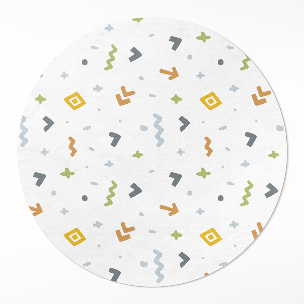 Kerek vinil szőnyeg Pasztell ikonok és formák boho stílusban