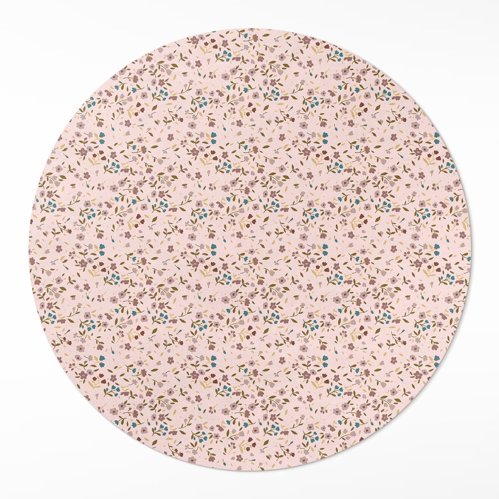 Kerek vinil szőnyeg Kis virágok egy mezőn réten boho stílusban