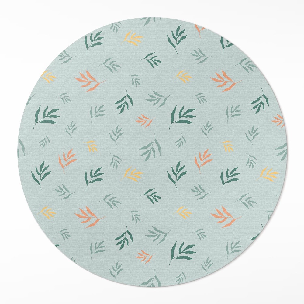 Kerek műanyag szőnyeg Kis ágak boho virágos motívumok