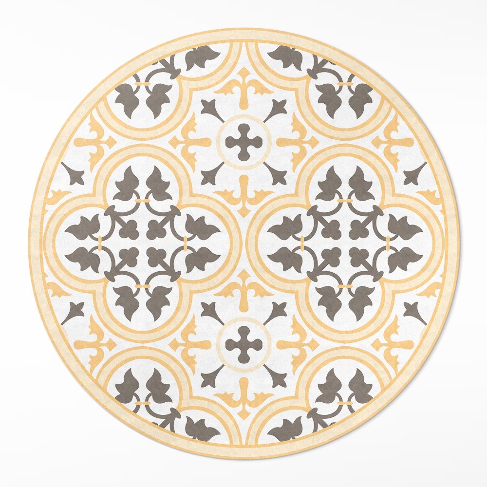 Kerek műanyag szőnyeg Portugál csempe nyári stílusban