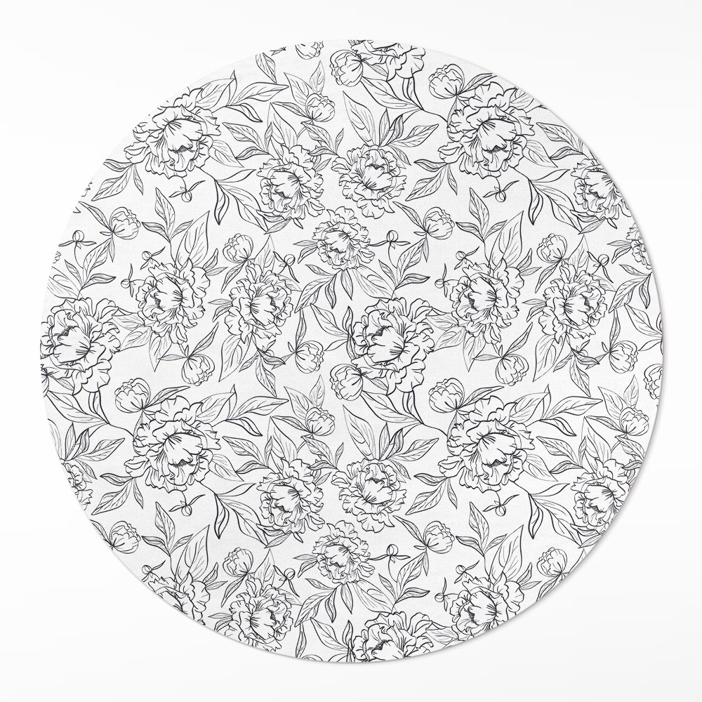 Kerek pvc szőnyeg Pünkösdi virágok és szüreti levelek vázlata