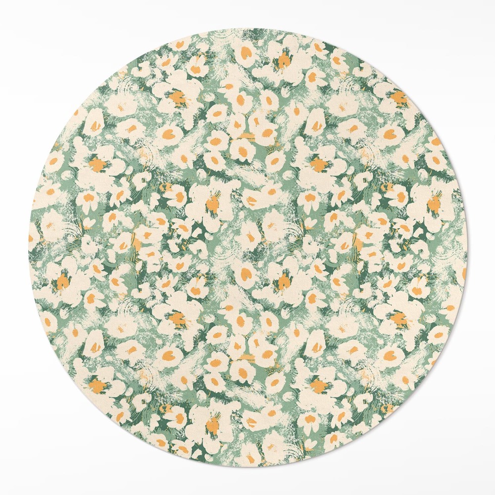 Kerek pvc szőnyeg Mező rét festett virágok absztrakt