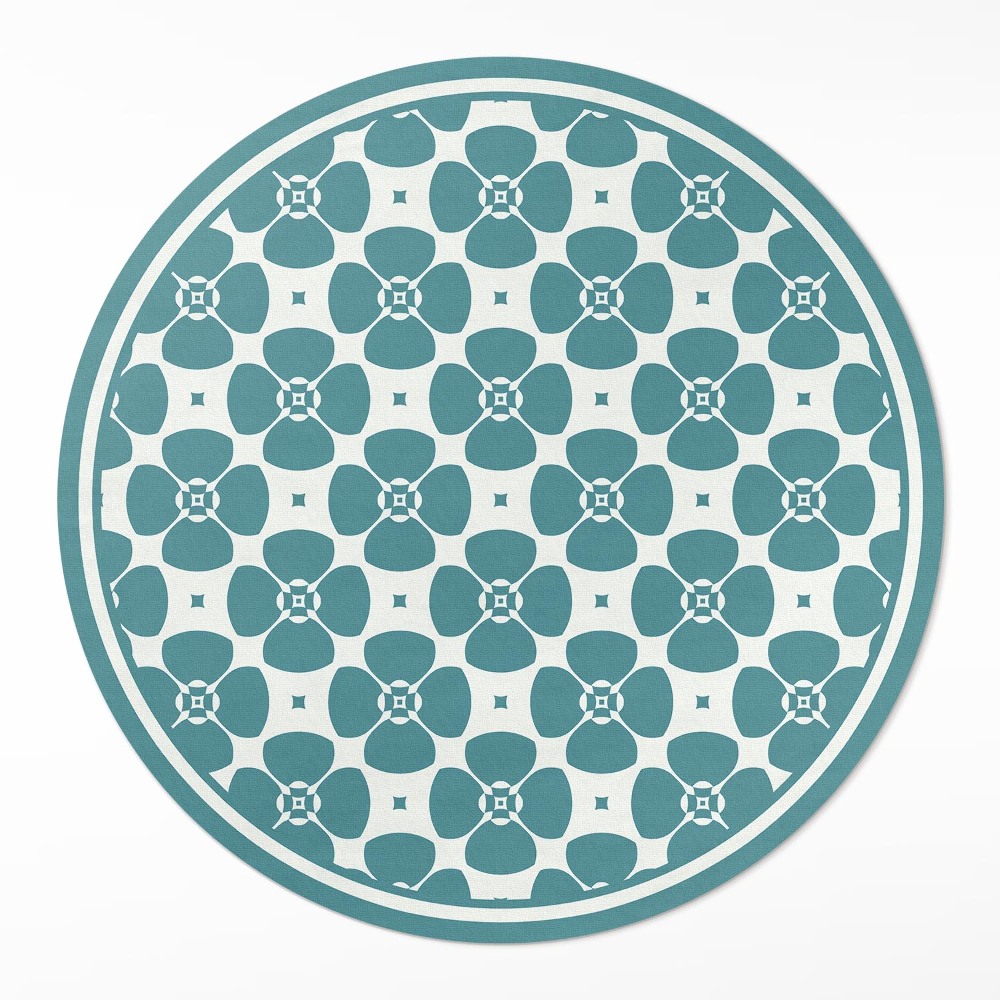 Kerek vinil szőnyeg Virágos csempe minta